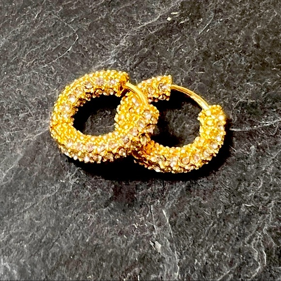 🍋2/$30 New Pave Crystal Huggie Hoops - Picture 2 of 4